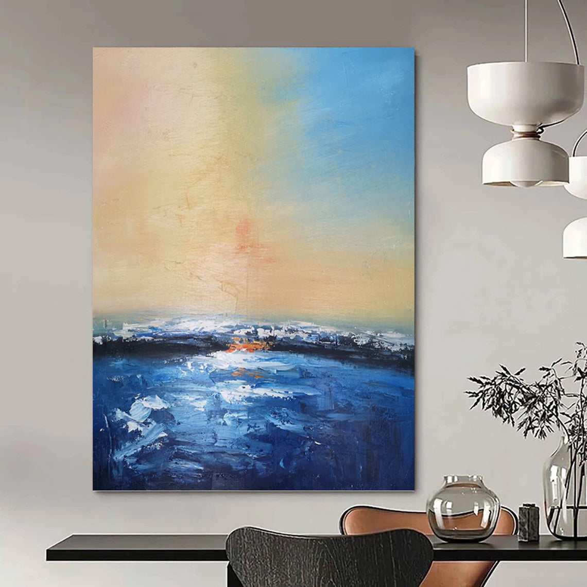 evening coastal scenic blue design 5